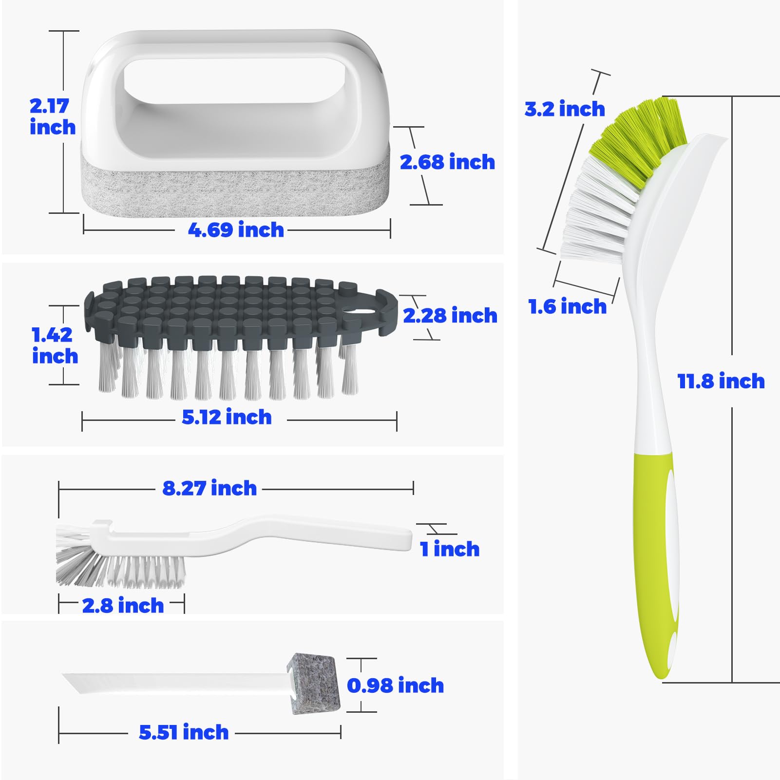 Holikme 7-Piece Dish Cleaning Brush Set - Scouring Pads, Kitchen Scrub Brushes & Flexible Cleaning Tools for Pots, Pans, Sinks | Durable & Ergonomic Design for Effortless Dishwashing (Yellow) - Perfect for Daily Kitchen Cleaning & Tough Stain Removal