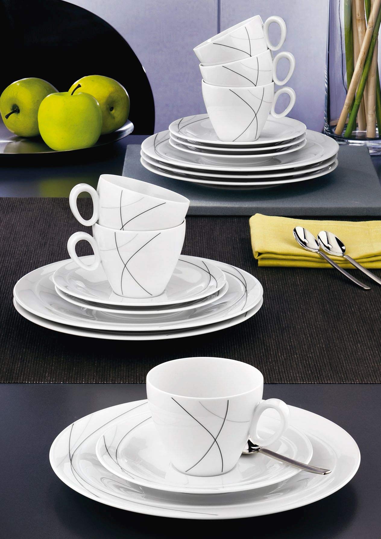 Premium Porcelain Dinnerware Set - Elegant White Crockery for 12-Piece Table Setting - Perfect for Fine Dining, Dinner Parties & Everyday Use