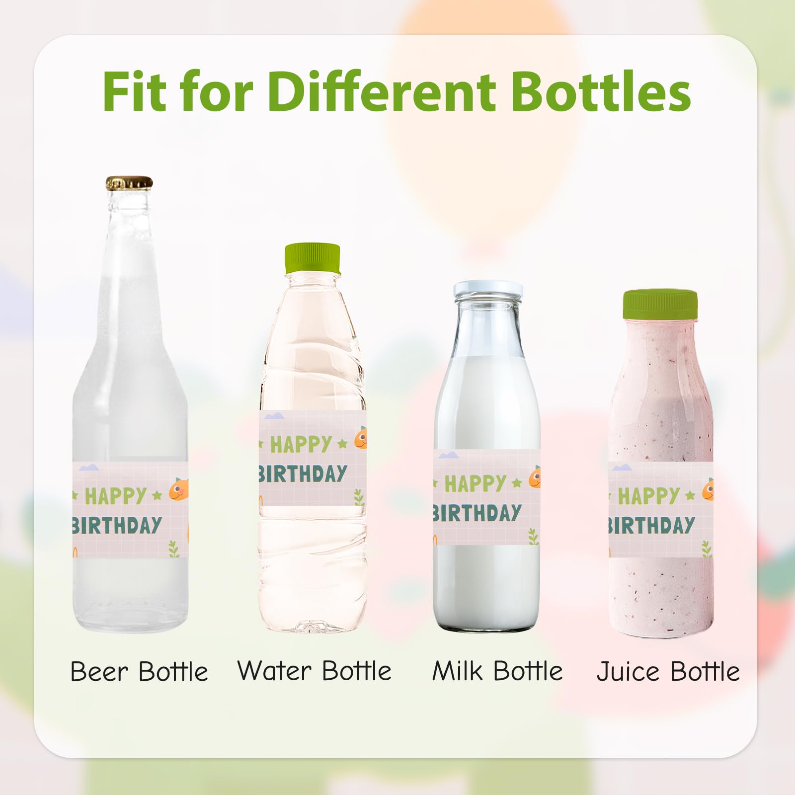 Dinosaur Birthday Water Bottle Labels - 48pcs Reusable Bottle Wraps & Decals for Birthday Parties, Bridal Showers, Baby Showers - Perfect for Party Decorations, Favors, and Special Events