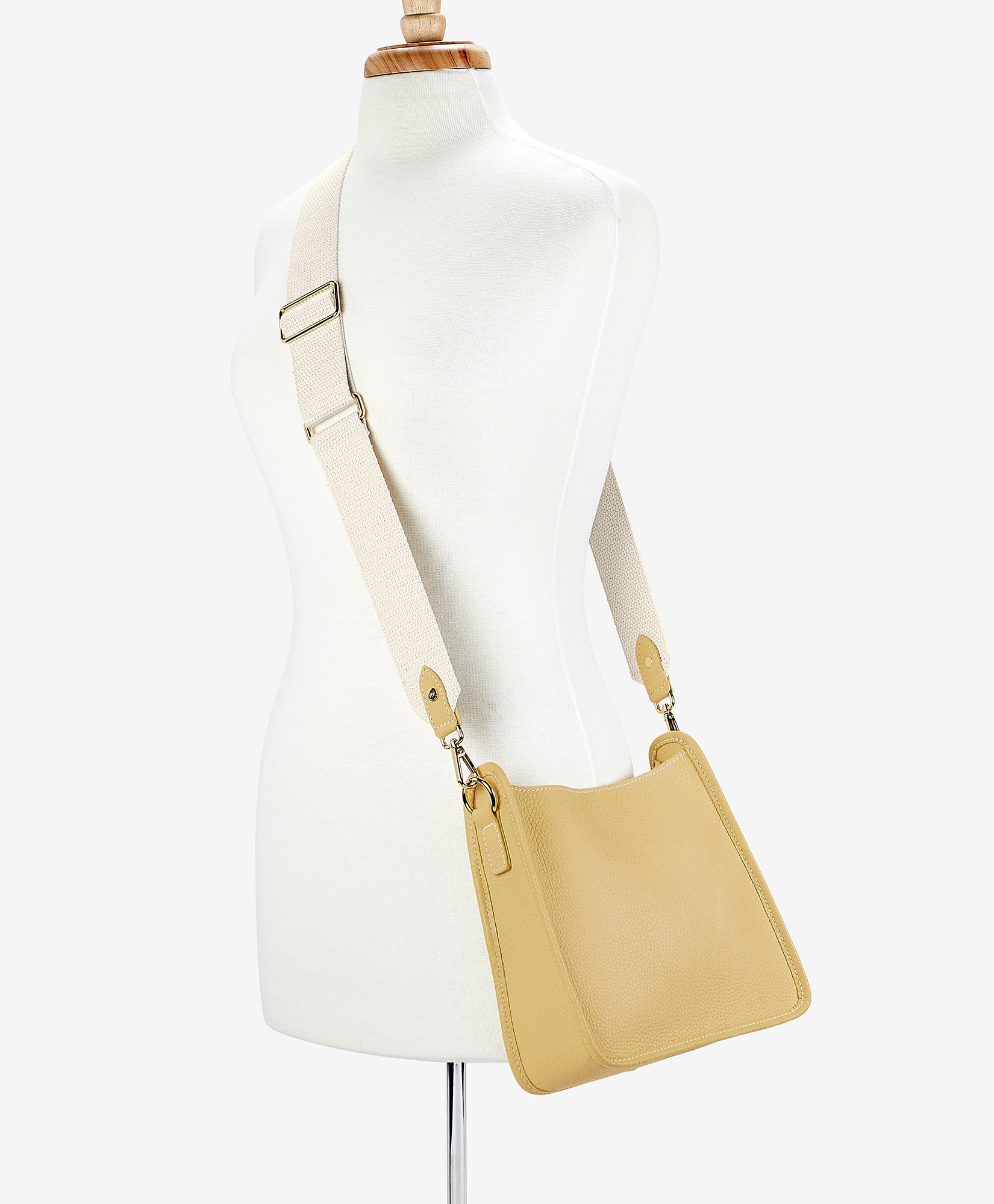 Elle Crossbody Bag in Yellow Pebble Grain Leather - Stylish & Durable for Everyday Use, Work, and Travel