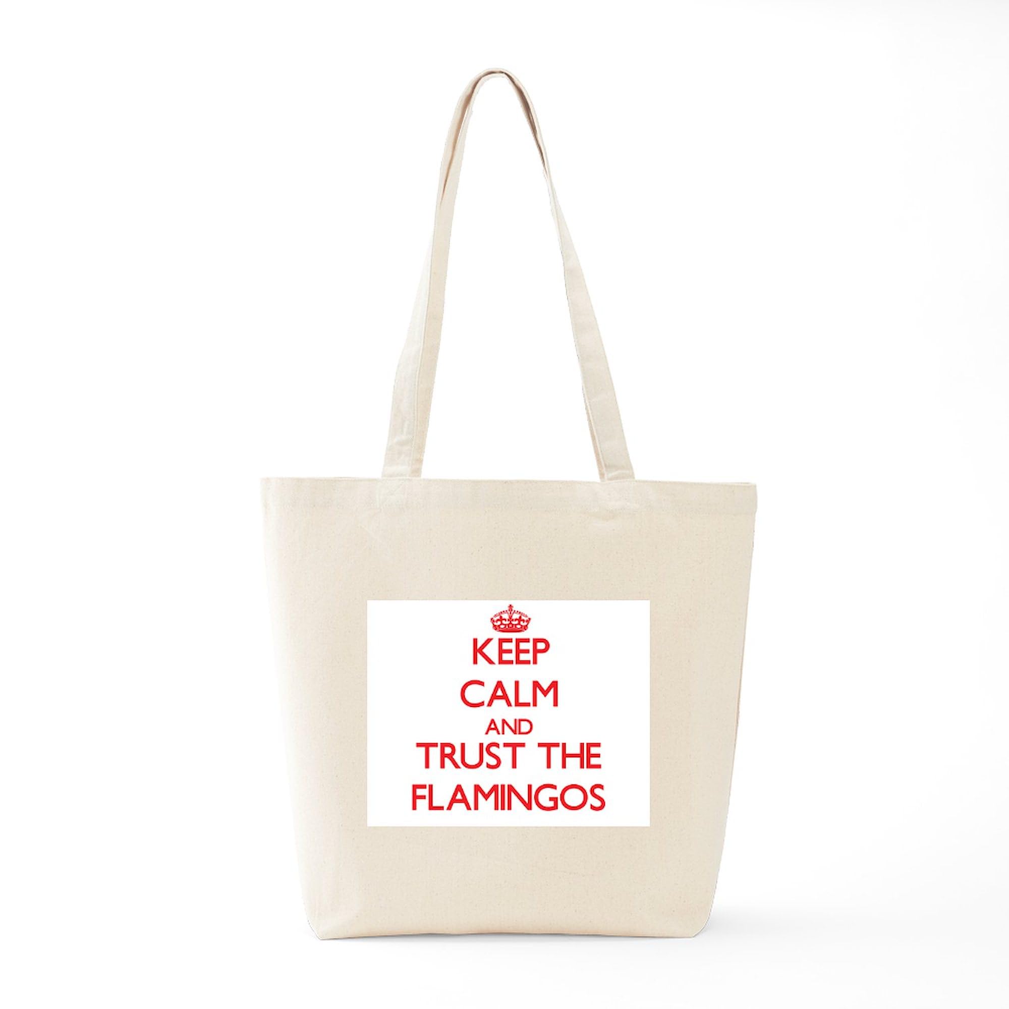 Keep Calm And Trust The Flamingos Tote Bag - Natural Canvas Reusable Shopping Bag for Groceries, Beach & Everyday Use