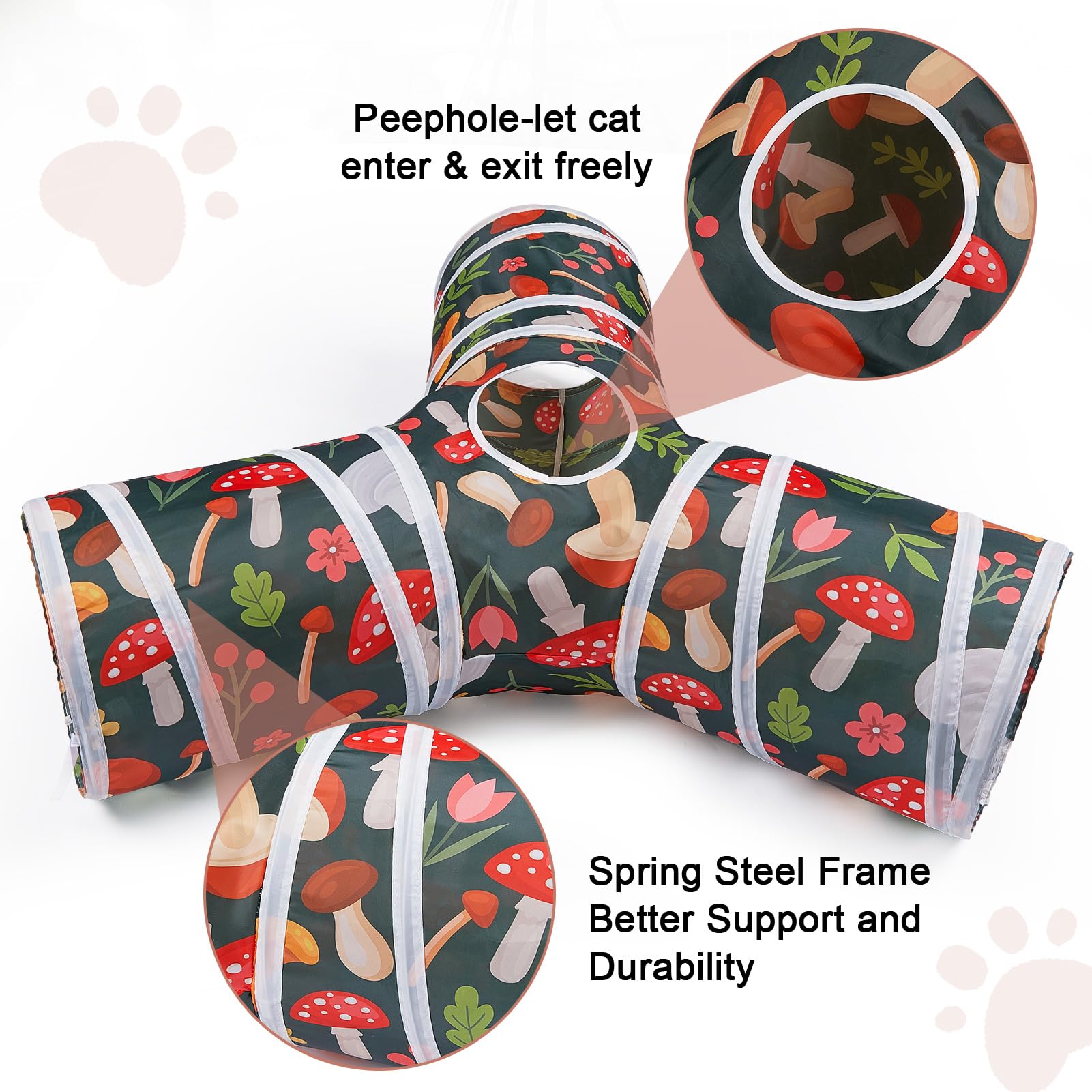 3-Way Peekaboo Cat Tunnel - Foldable Indoor Cat Cave with Toy Ball for Cats, Kittens, Rabbits & Small Pets | Interactive Play & Hideaway for Kittens, Puppies & Guinea Pigs | Perfect for Playtime, Exercise & Stress Relief