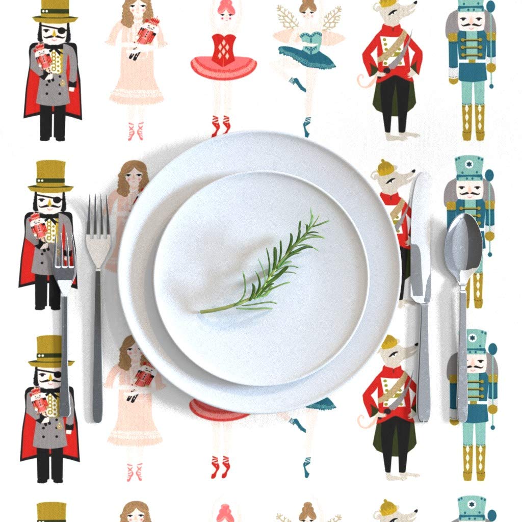 Custom Christmas Nutcracker Ballet Ballerina Mouse Print Cotton Sateen Tablecloth 70x108 Inches - Holiday Dining Decor for Parties, Nursery & Seasonal Celebrations