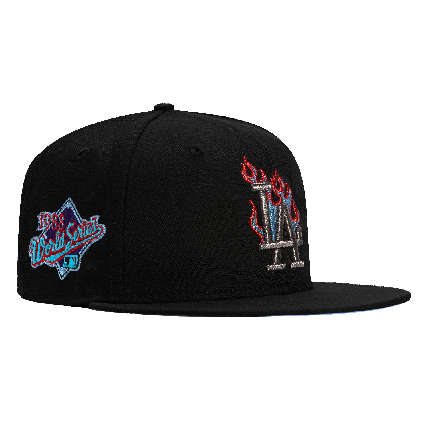 New Era 59Fifty Fire Pack Los Angeles Dodgers 1988 World Series Patch Snapback Hat - Black MLB Baseball Cap for Men & Women - Perfect for Games, Collecting & Streetwear Fashion