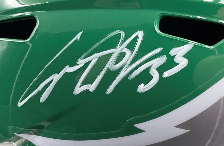 Cooper DeJean Autographed Philadelphia Eagles Kelly Green Replica Football Helmet with Super Bowl LIX Case - Perfect for Eagles Fans, Collectors & Game Room Decor