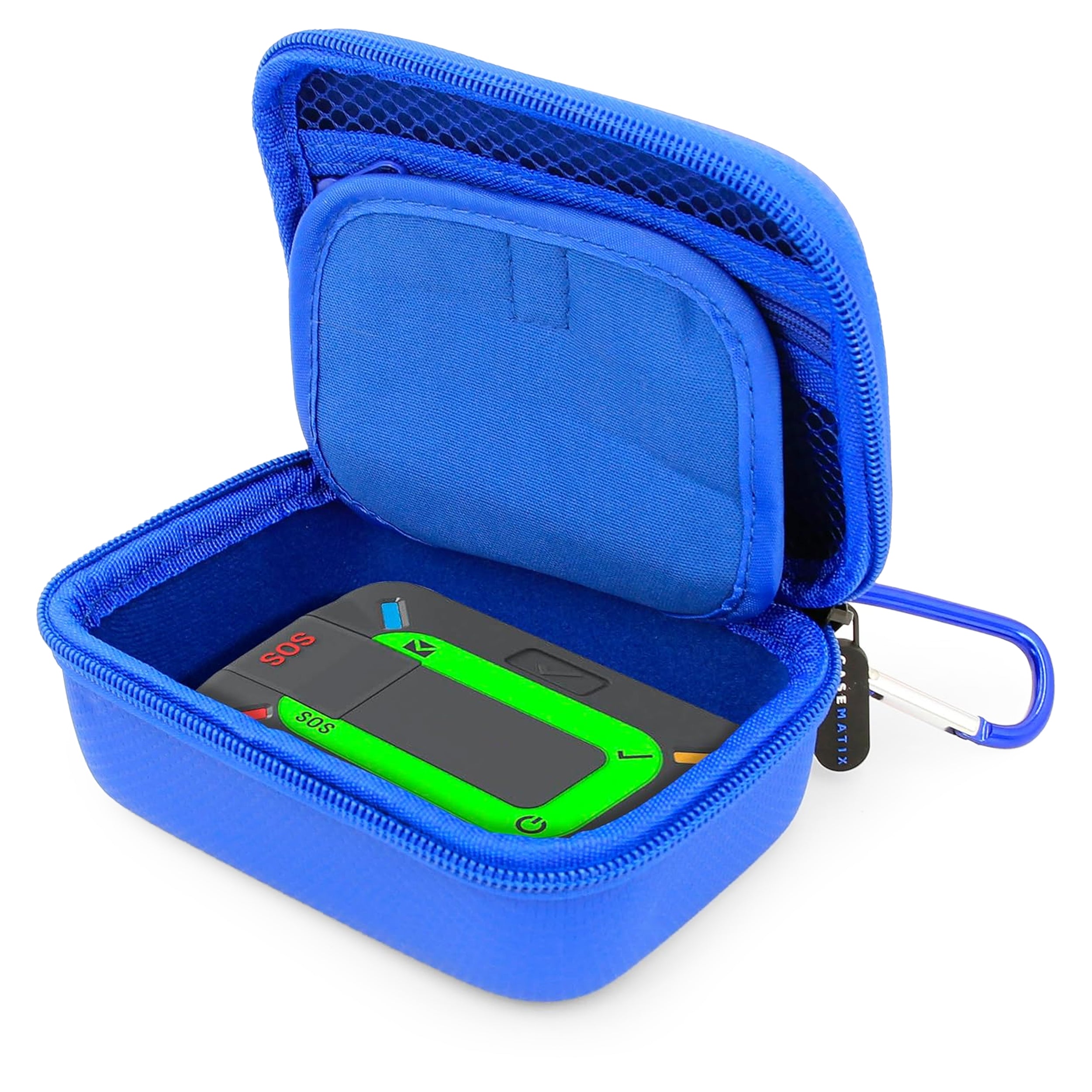 CASEMATIX Hard Shell Travel Case for Zoleo Satellite Communicator - Protective Case with Wrist Strap for Satellite Messenger (Blue) - Perfect for Outdoor Adventures, Hiking, and Emergency Communication