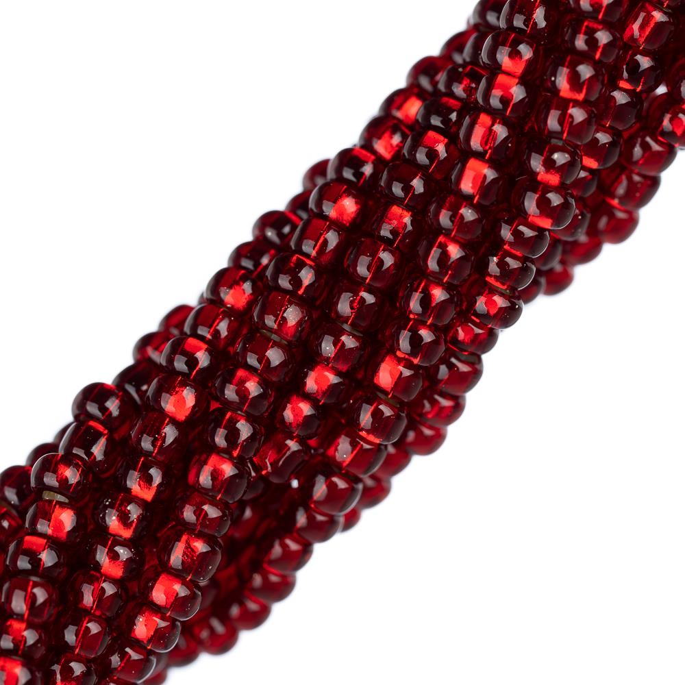 11/0 Czech Seed Beads #35056 Silver Lined Dark Red Natural - 6 Strand Hank for Jewelry Making, Beading Crafts & DIY Projects - Perfect for Bracelets, Necklaces and Embroidery Designs