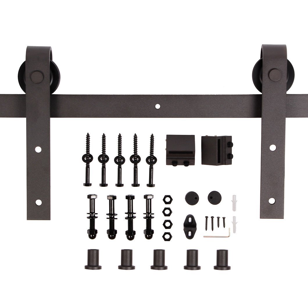 38in x 84in Knotty Pine Wood Sliding Barn Door - Mid-Century Style Interior Door with Pre-Drilled Holes & Hardware Kit (Unfinished) - Perfect for Bedrooms, Closets, and Farmhouse Style Homes