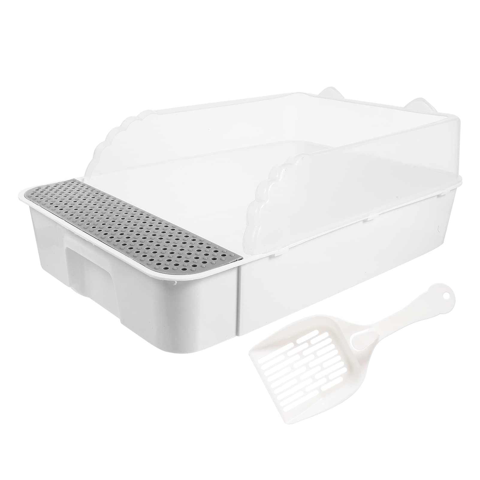 Balacoo Self-Cleaning Cat Litter Box with Scoop - Semi-Enclosed Portable Litter Box for Indoor/Outdoor Use - Automatic Pet Cleaning Supplies for Cats (White) - Perfect for Home, Apartment, RV & Travel