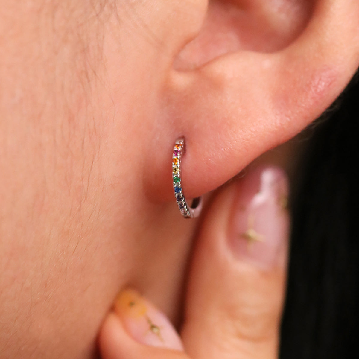 Rainbow Huggie Earrings for Women - Dainty Gold Hoop Earrings with Colorful Enamel - Perfect for Everyday Wear, Parties & Gifts
