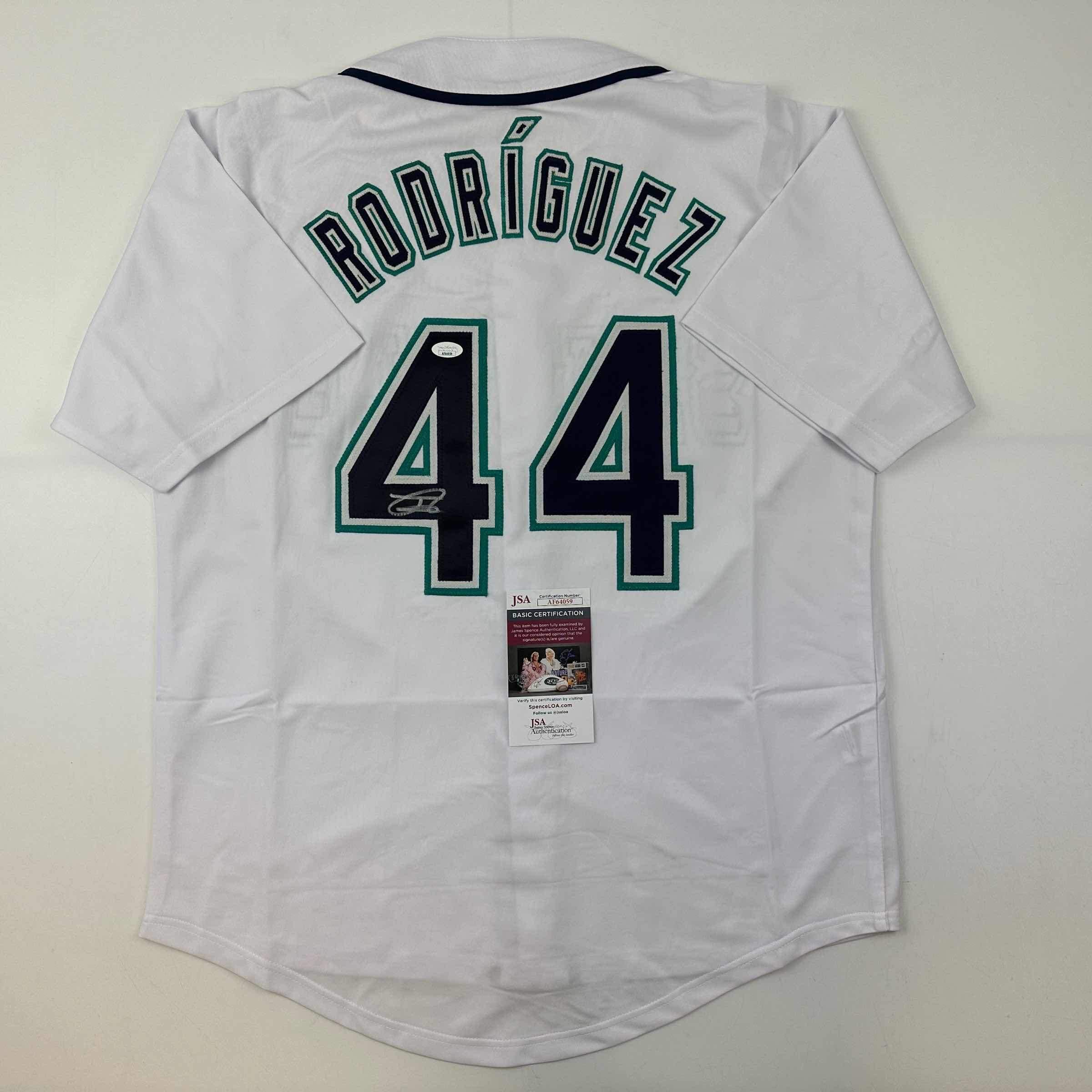 Authentic Autographed Julio Rodriguez Seattle Mariners Baseball Jersey with JSA COA - Perfect for Collectors, Fans, and Sports Memorabilia Enthusiasts