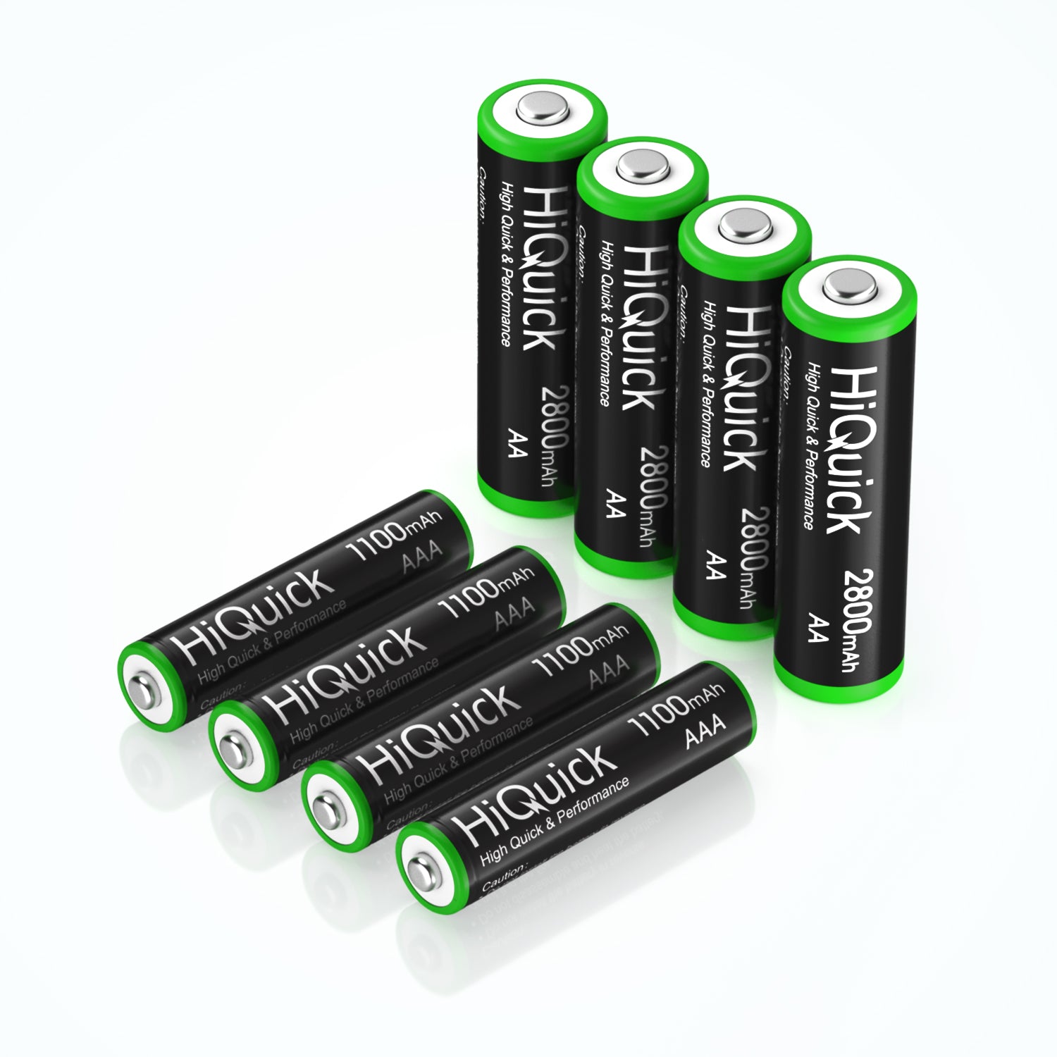HiQuick 2800mAh AA & 1100mAh AAA Rechargeable Batteries Combo (4+4 Pack) - High Performance 1.2V NiMH Batteries for Cameras, Toys, Flashlights & Electronics