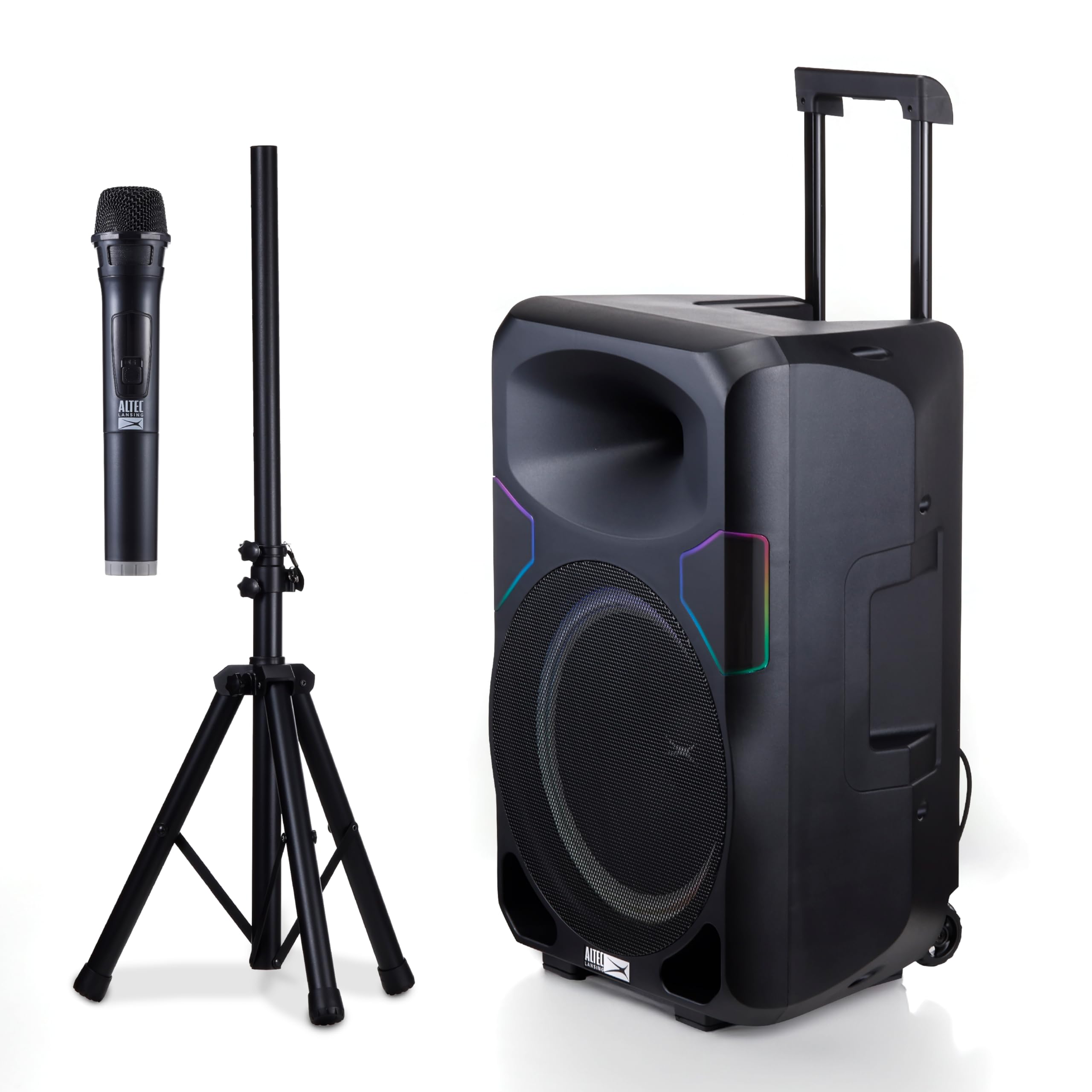 Altec Lansing SOUNDROVER PRO 650 Portable Bluetooth Speaker - 650W Peak Power, Bi-Amplified Sound System with LED Lights & Wireless Mic - Ideal for Home Parties, DJ Events, Karaoke Nights, Outdoor Gatherings & Live Performances