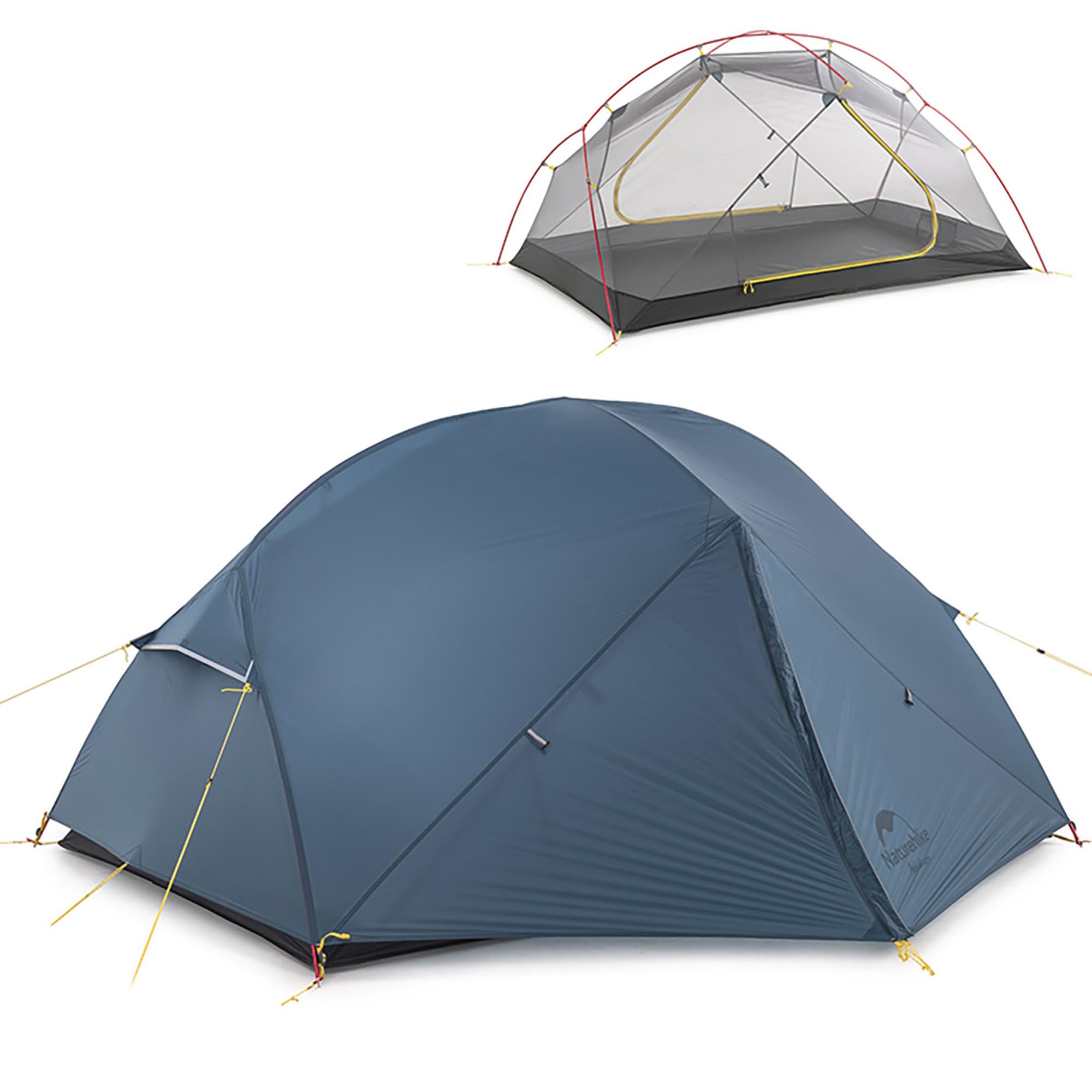 Naturehike Mongar 2-Person Backpacking Tent - 3-Season Ultralight Waterproof Camping Tent for Hiking, Cycling & Outdoor Adventures | Compact Double-Layer Free Standing Design for Couples & Solo Travelers