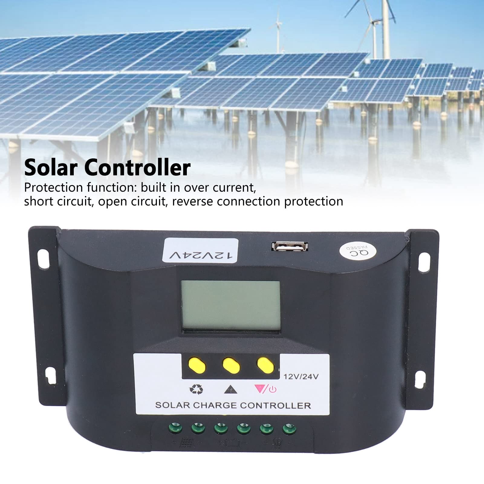 Smart Solar Controller with LCD Display for Solar Panels - Perfect for DC Loads & Off-Grid Systems