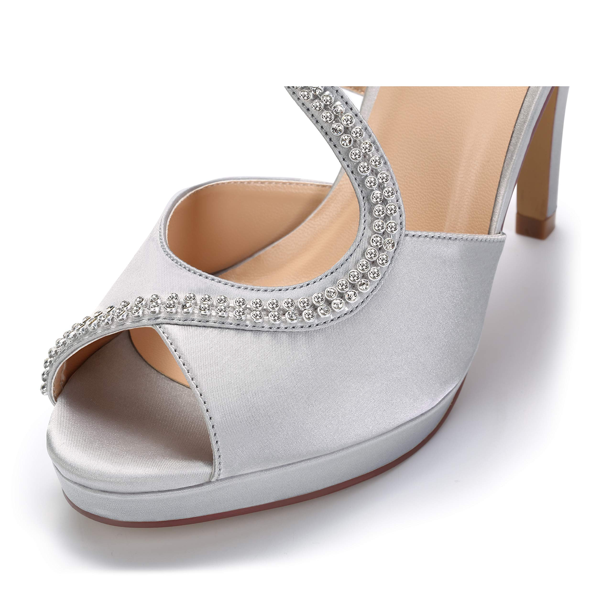 ERIJUNOR Women's High Heel Sandals Peep Toe S-Strap Prom Wedding Evening Party Dress Shoes - Perfect for Bridal, Formal Events & Special Occasions
