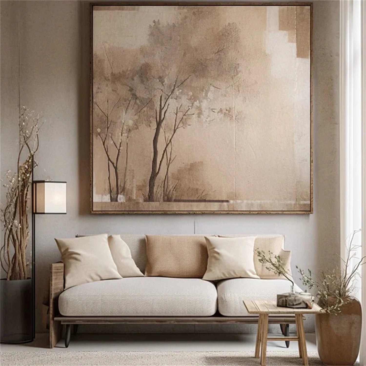 Flower and Tree Painting #FT157 - Handmade Canvas Art for Home Decor, Living Room, Bedroom & Office Wall Art