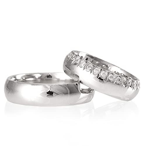 925 Sterling Silver Classic Wedding Ring Sets for Couples - Matching Personalized Wide Band Rings for Men & Women - Perfect for Engagements, Anniversaries, and Romantic Gifts