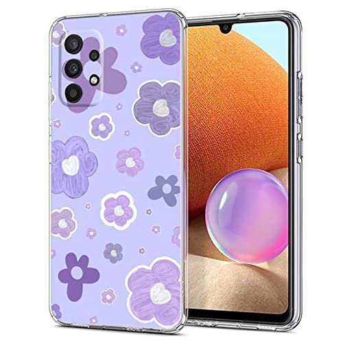 Stylish Purple Daisy Floral TPU Case for Samsung Galaxy A52 4G/5G - Shockproof Soft Protective Cover with 5-Petal Flower Design | Perfect for Women, Girls & Indie Style Lovers | Ideal for Daily Use, Travel & Outdoor Activities