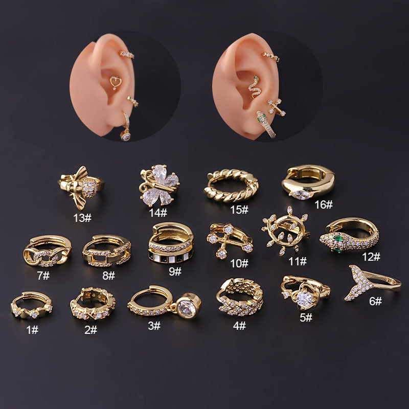 18K Gold Snake Helix Hoop Clicker Earrings for Women - Hypoallergenic Cartilage Piercing Jewelry - Perfect for Parties, Date Nights & Gifts | HSPJ702