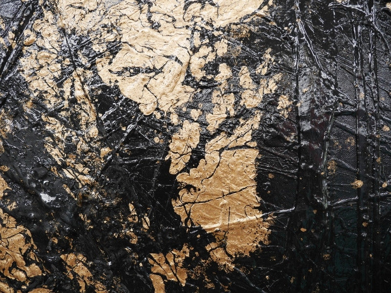 Abstract Black Metallic Gold Wall Art - Modern Home Decor for Living Room, Bedroom & Office - Inspirational Canvas Painting for Contemporary Interior Design