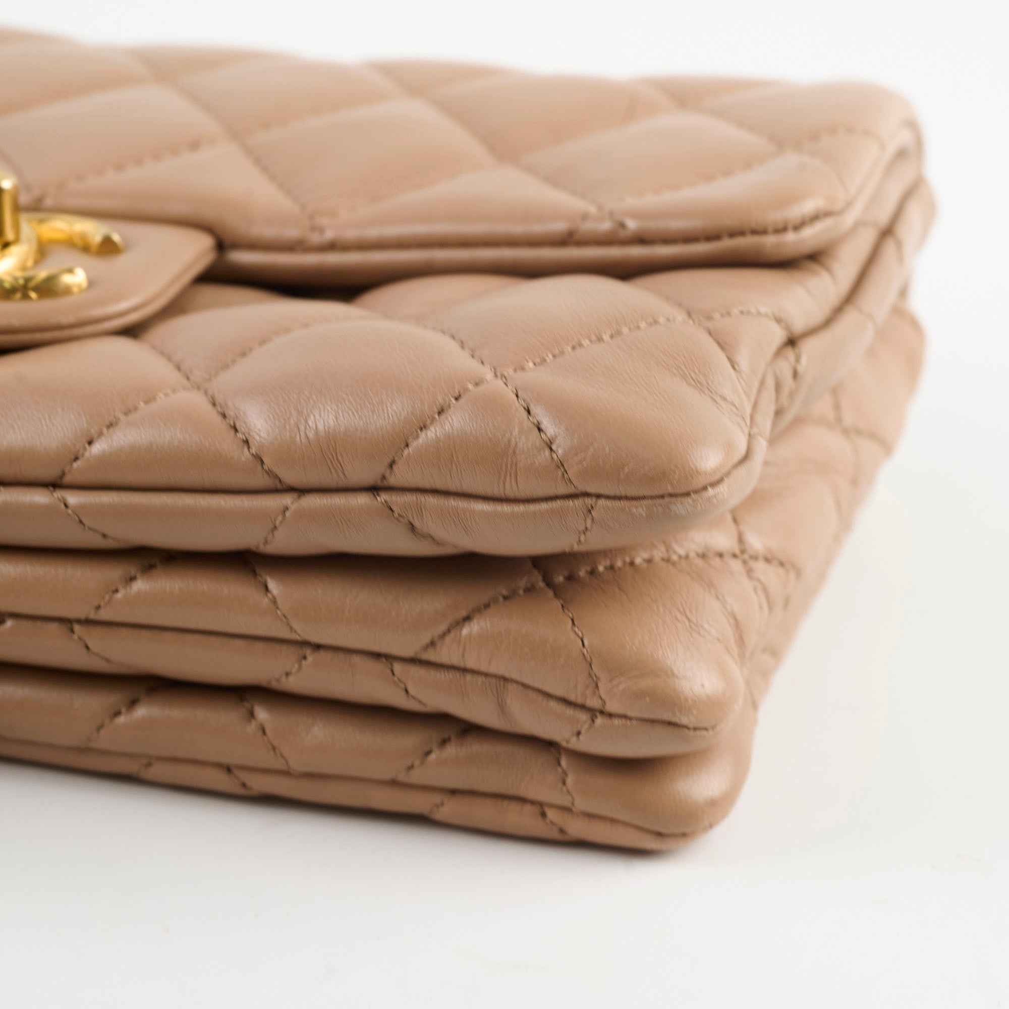 Chanel Classic Flap Bag Dark Beige Lambskin with Microchip - Luxury Designer Handbag for Women, Perfect for Evening Events & Special Occasions