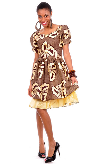 Stylish Brown African Print Dress for Women - Floral Ankara Maxi Dress - Perfect for Parties, Weddings & Casual Wear