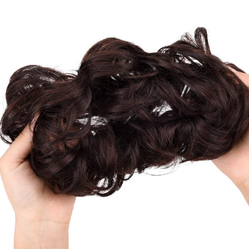 Ritzprime Women's Curly Hair Bride Bun - Brown, Rubber-Free, One Size - Perfect for Weddings, Prom, Cosplay & Special Occasions