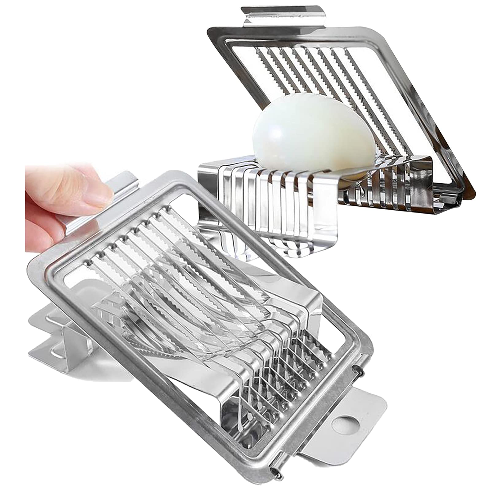 Premium Stainless Steel Egg Slicer & Cutter - 2PCS Set for Hard Boiled Eggs with Durable Cutting Wires | Perfect for Home Kitchen, Restaurant & Meal Prep | Easy Egg Chopper, Dicer & Slicer for Salads, Sandwiches & Breakfast Dishes