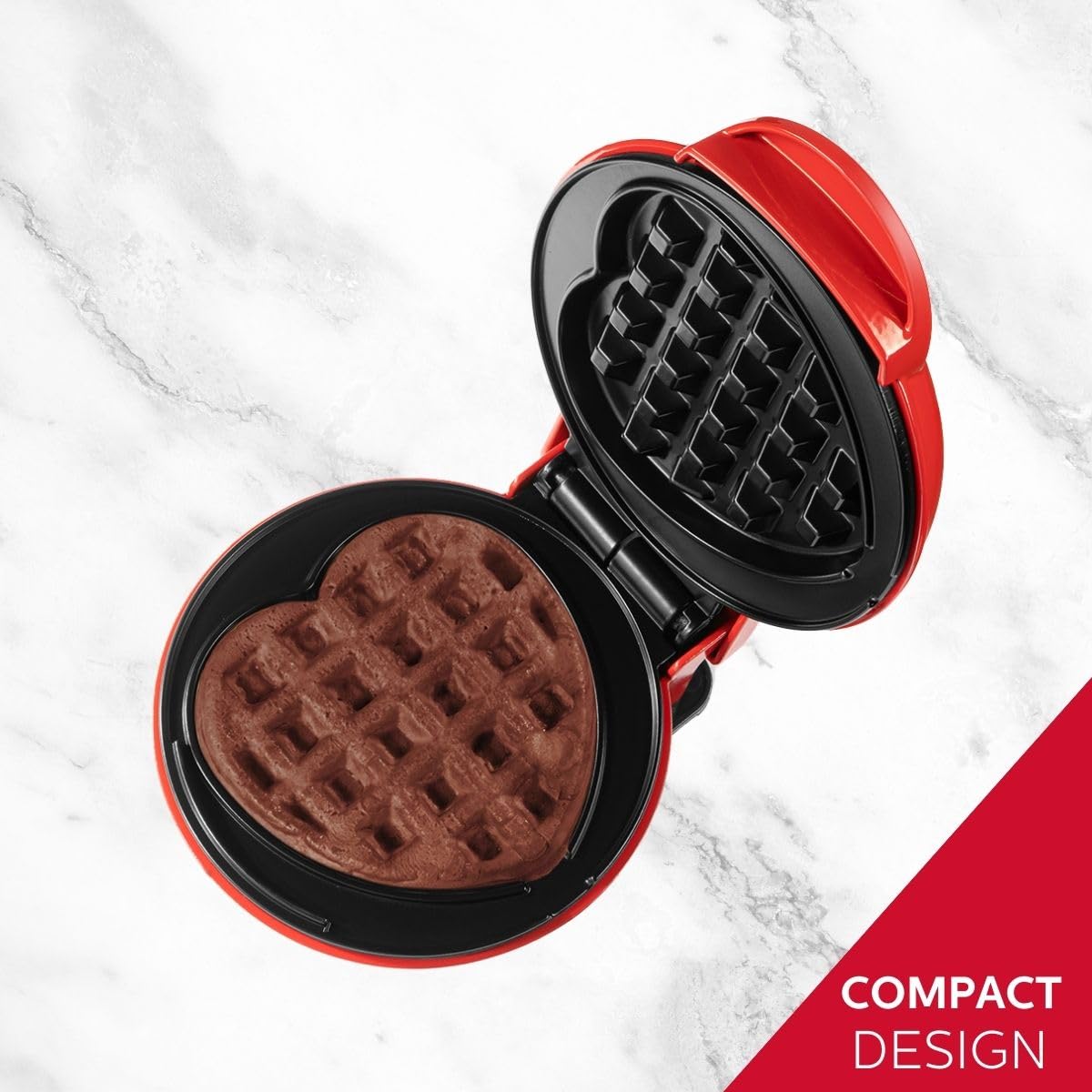 Non-Stick Heart Waffle Maker - 4-inch Mini for Breakfast & Snacks