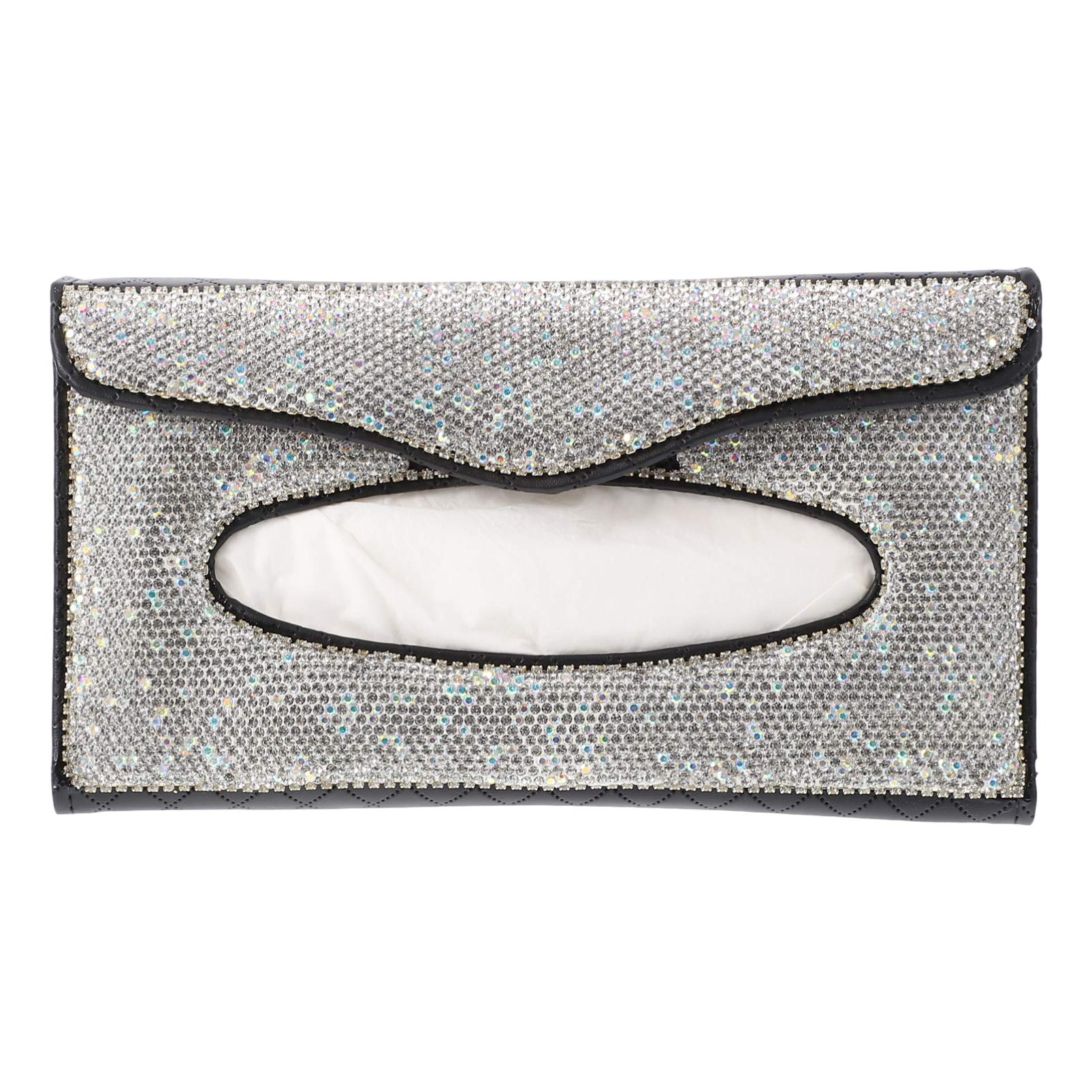 FAVOMOTO Rhinestone Leather Car Visor Tissue Holder - Sun Visor Napkin Box Organizer for Vehicle Backseat | Perfect for Road Trips, Commuting & Family Travel Accessories