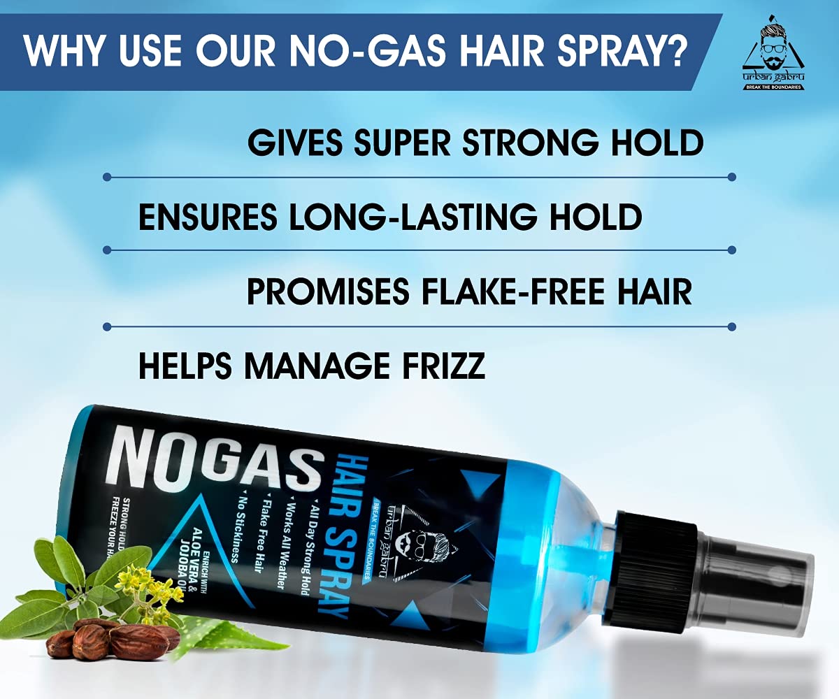 UrbanGabru Unlimited Hold No Gas Hair Spray (100 ml) - Strong Hair Styling & Setting Spray for Men & Women | Paraben & Sulfate Free | All-Day Hold for Parties, Weddings & Daily Styling