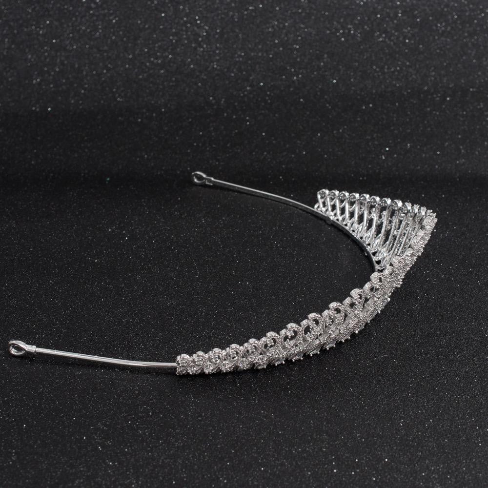 Elegant Cubic Zirconia Wedding Tiara - Bridal Hair Jewelry Crown for Bride (CH10172) | Perfect for Weddings, Prom, Pageants & Special Occasions