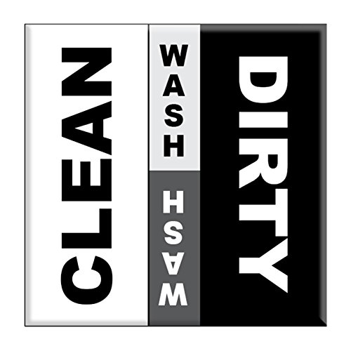 Dishwasher Magnet Clean Dirty Sign - Strong & Durable Magnetic Indicator for Dishwashers (Black & White Wash Design) - Perfect for Kitchen Organization & Dishwasher Status Notification
