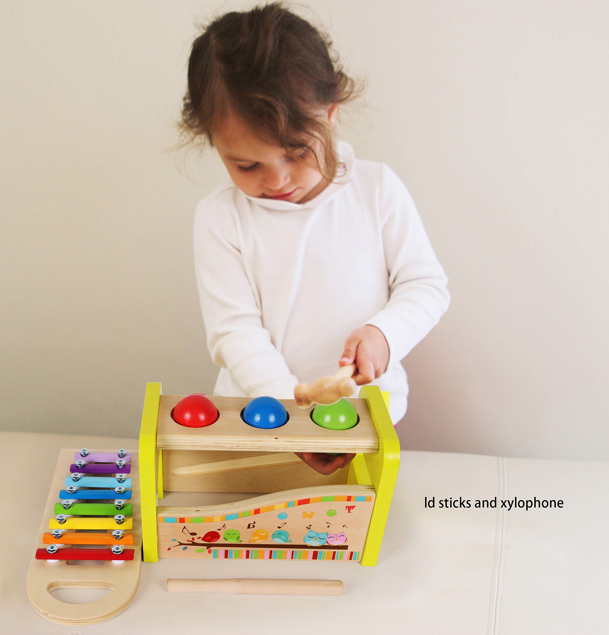 Wooden Hammer Xylophone Toy Set with Mallet & Pegs - Pound Ball Tap Bench for Toddlers 1-3 Years - Musical Sensory Activity Toy for Baby Boys & Girls - Develops Fine Motor Skills - Perfect for Birthday Gifts & Early Childhood Education