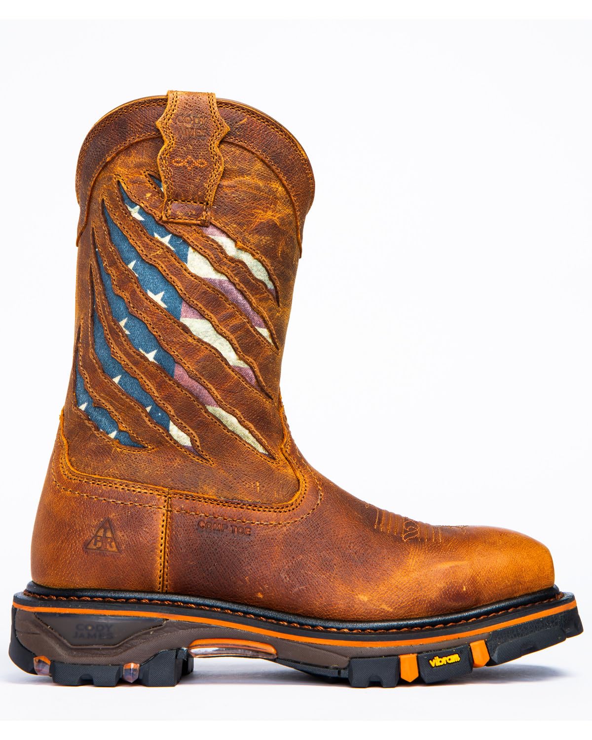 Cody James Men's Flag Western Work Boots with Nano Composite Toe - DBP-3-A | Comfortable & Durable Cowboy Boots for Construction, Ranch Work & Outdoor Activities