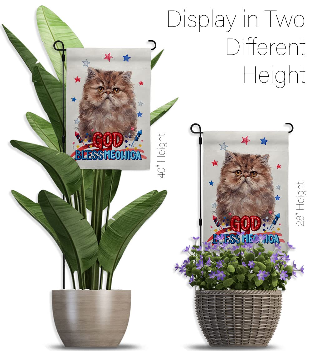 Patriotic Persian Cat Garden Flag Set - Double-Sided Pet Decor for Yard