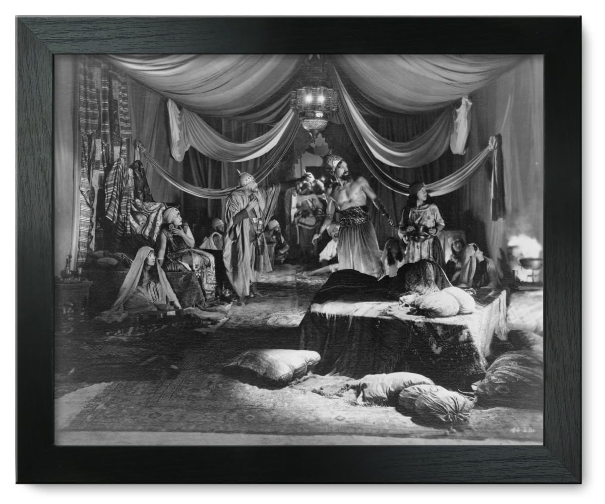 Vintage Hollywood Movie Set Framed Print 12x15 Inches - Interior View of Tent, 1923 Classic Film Memorabilia for Home Theater & Office Decor