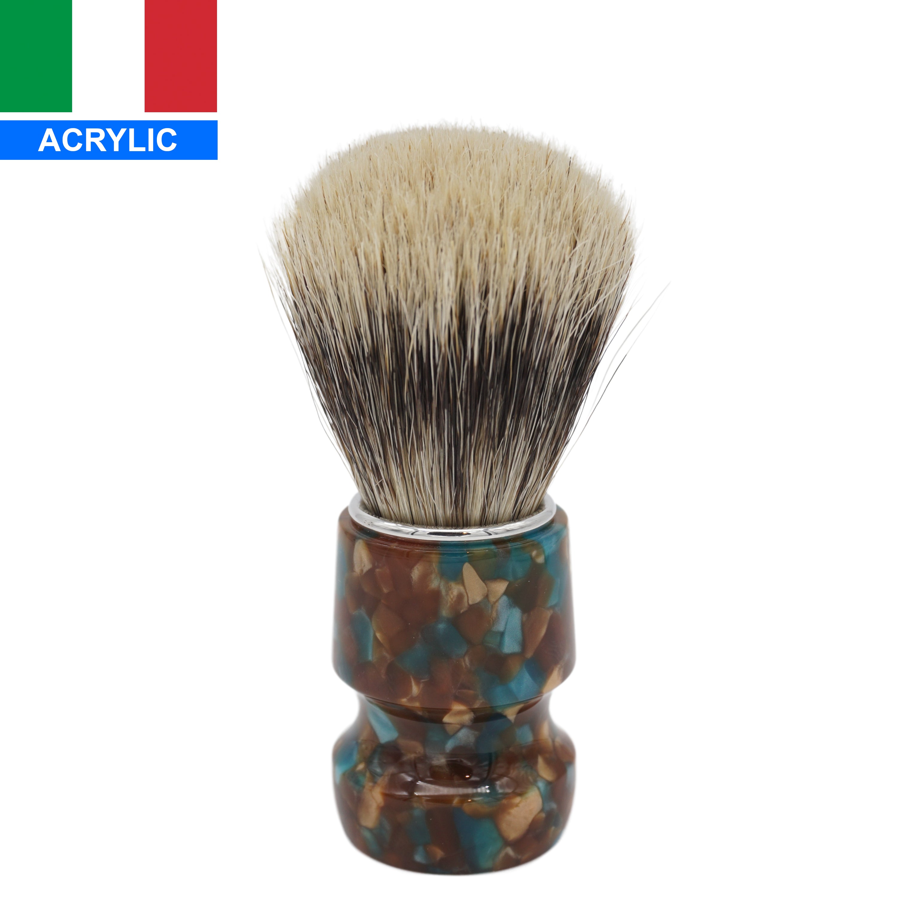 24mm Semogue Mistura Badger & Boar Shaving Brush with AP Shave Co. Diamonds In The Rough Handcrafted Handle - Premium Wet Shaving Tool for Men's Grooming & Beard Care