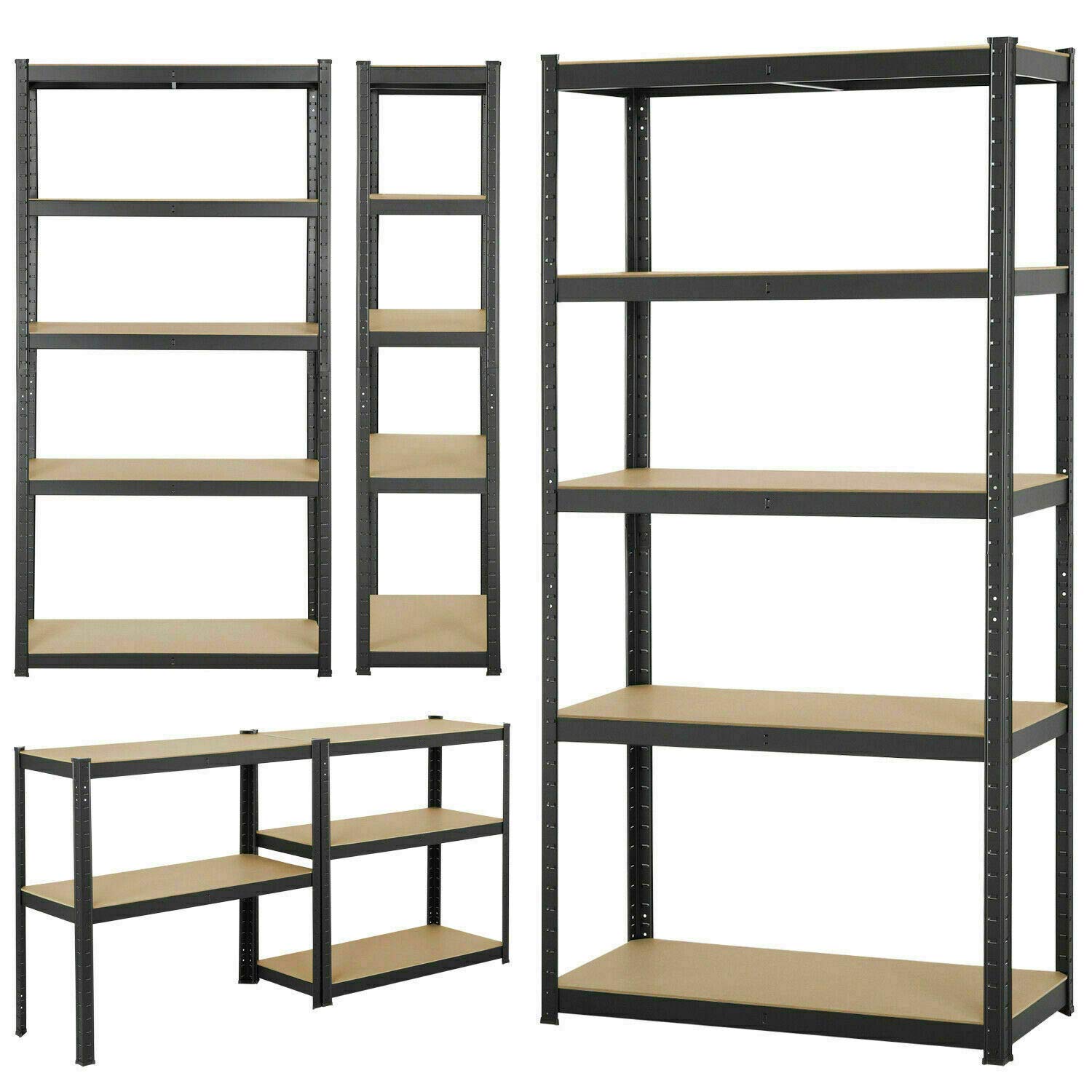 Heavy Duty 5-Tier Storage Shelves - 175KG Capacity Per Shelf, Black (180x90x40cm) - Ideal for Garage, Warehouse, Home, Kitchen & Office Organization