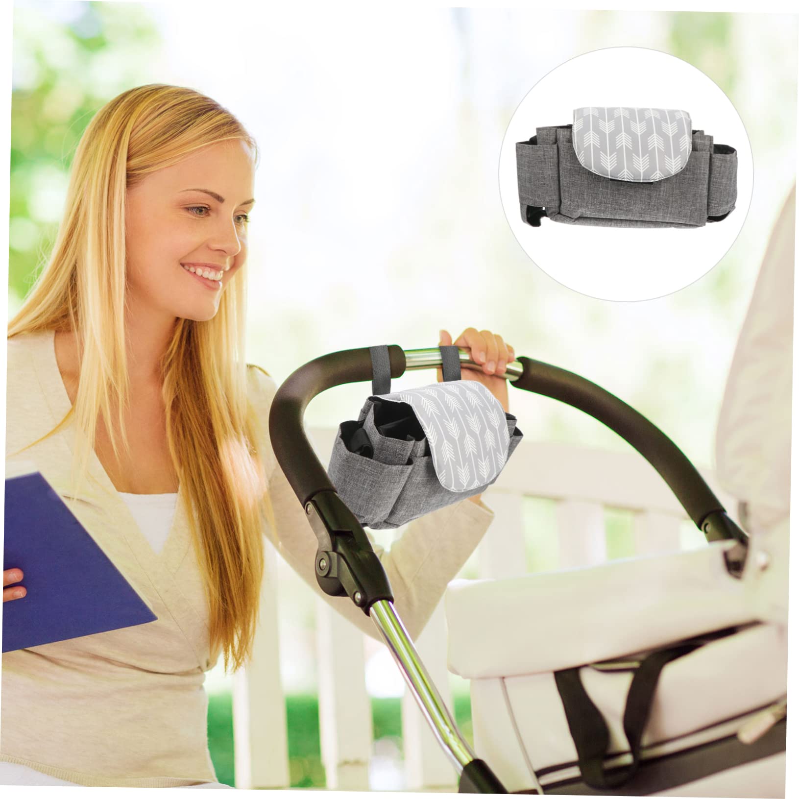 HEMOTON 2 Pack Car Seat Organizer with Cup Holders - Stroller & Wheelchair Storage Bag, Diaper Organizer, Grey Polyester - Perfect for Baby Travel, Shopping & Outdoor Activities