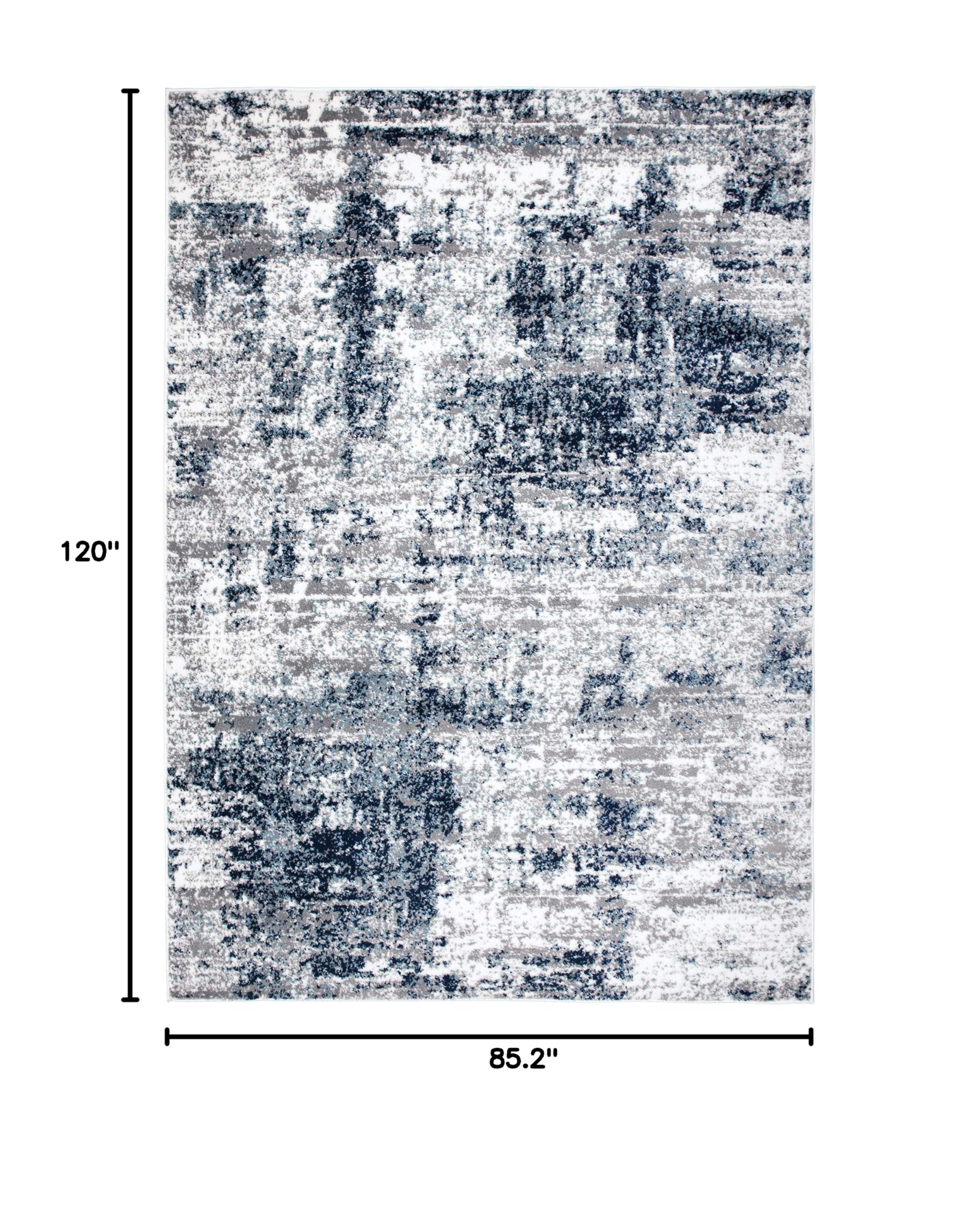 Distressed Abstract Blue Area Rug 7'10