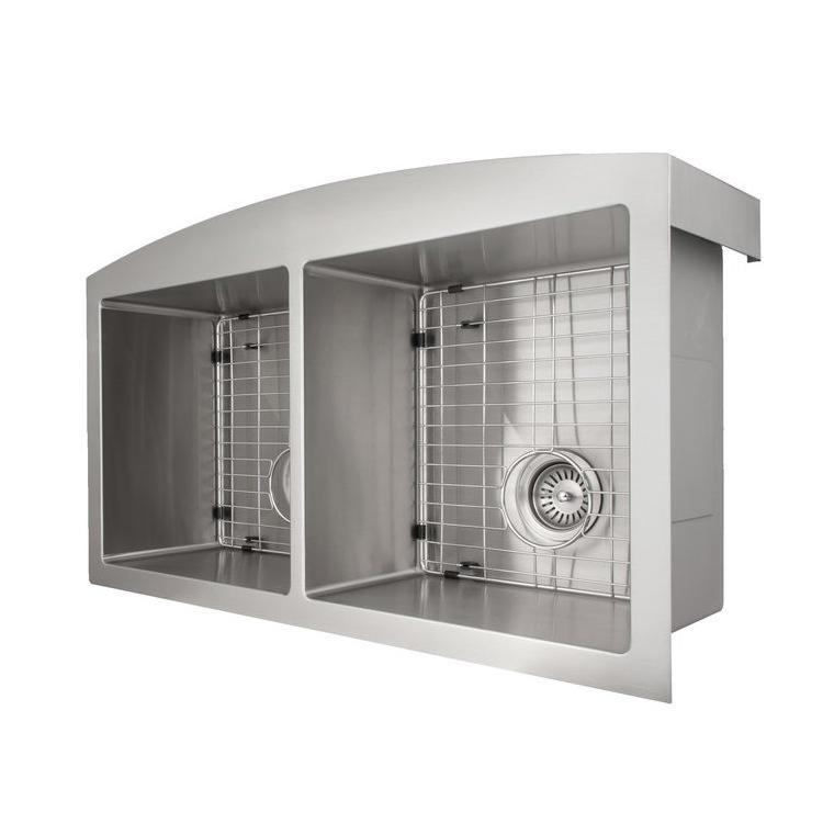 ZLINE 36-Inch Farmhouse Apron Front Double Bowl Stainless Steel Kitchen Sink with Bottom Grid - SA50D 36S - Perfect for Rustic & Modern Kitchens, Renovations & DIY Installations