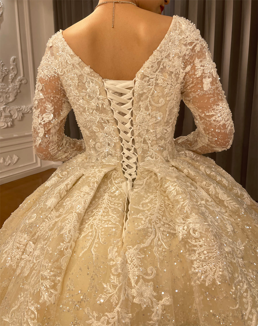 Amanda Novias Puffy Ball Gown Royal Wedding Dresses - Elegant Princess Style Bridal Gowns for Formal Weddings, Prom & Special Occasions