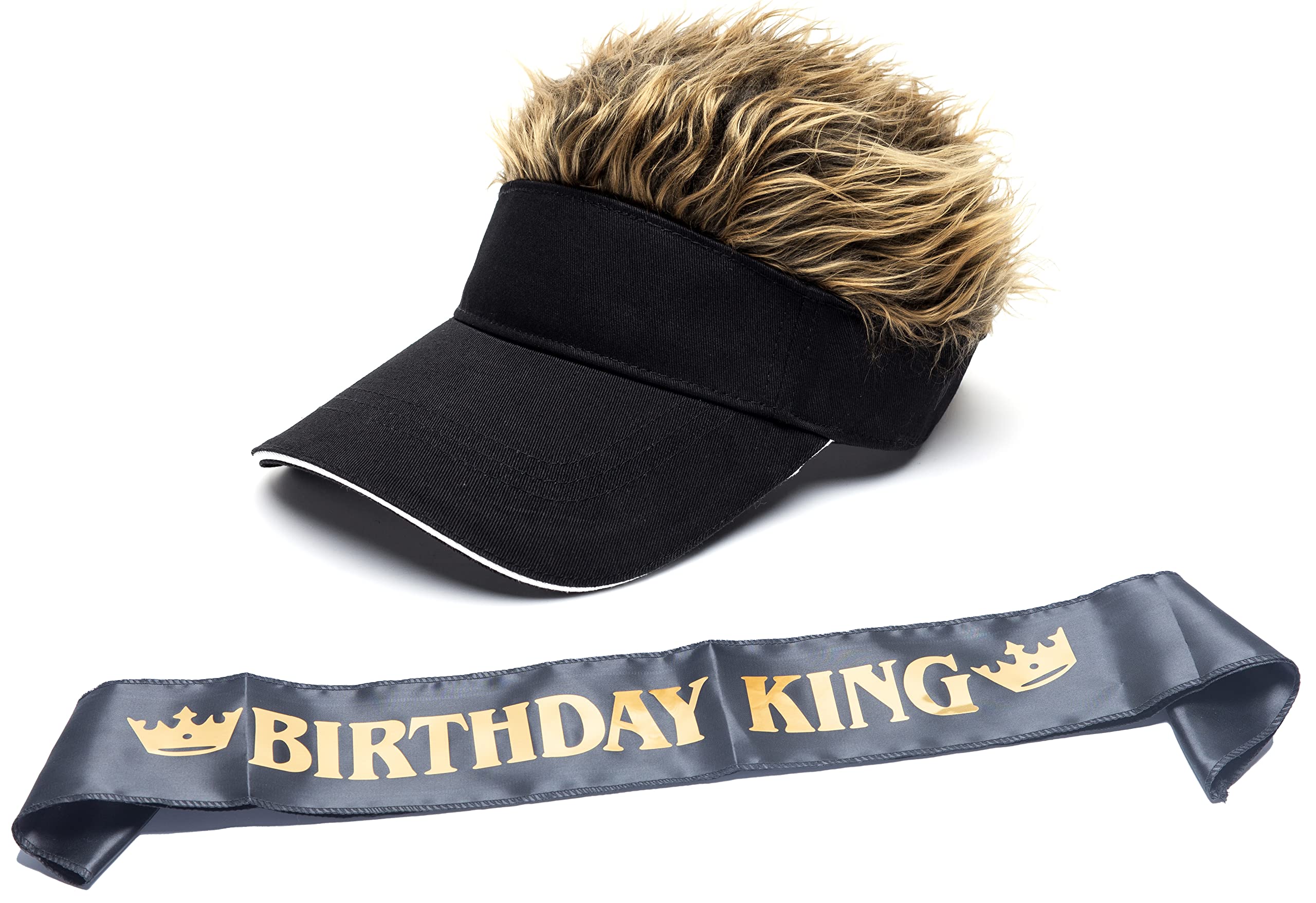 Funny Spiked Hair Visor Cap - Adjustable Novelty Baseball Hat for Men | Perfect for Golf, Cosplay & Costume Parties