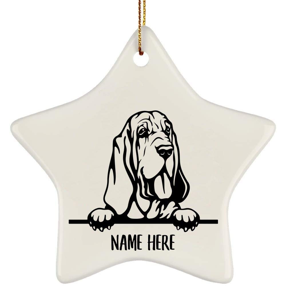 Personalized Bloodhound Dog Peeking Ceramic Christmas Ornament - Custom Name Gift for Dog Moms - 2024 Holiday Tree Decoration | Perfect for Pet Lovers & Christmas Decor