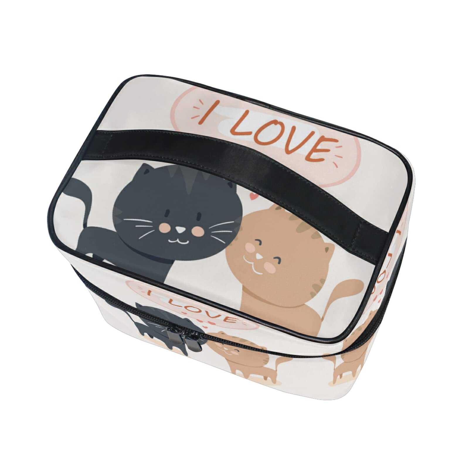 Cute Cartoon Cat Makeup Bag for Women - Waterproof Cosmetic Organizer with Zipper, Travel Toiletry Pouch for Girls (Perfect for Travel, Gym & Daily Use)