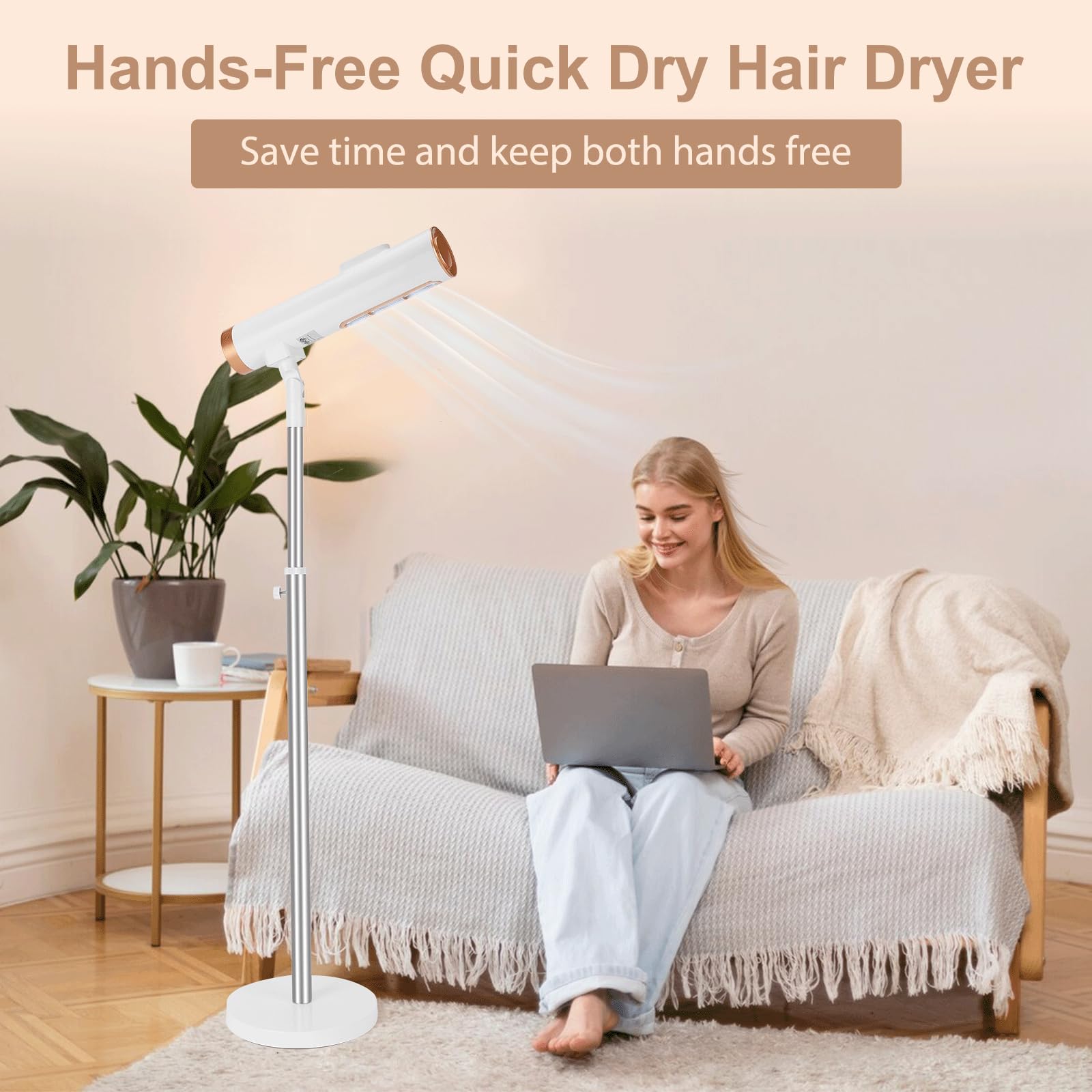 CoralBoxer Hands-Free Hair Dryer Stand with Remote Control - Adjustable Height & Angle, 5 Working Modes for Home Use - Perfect Gift for Women, Elderly, Children, Disabled & Pets - Ideal for Salon, Bathroom & Bedroom Styling
