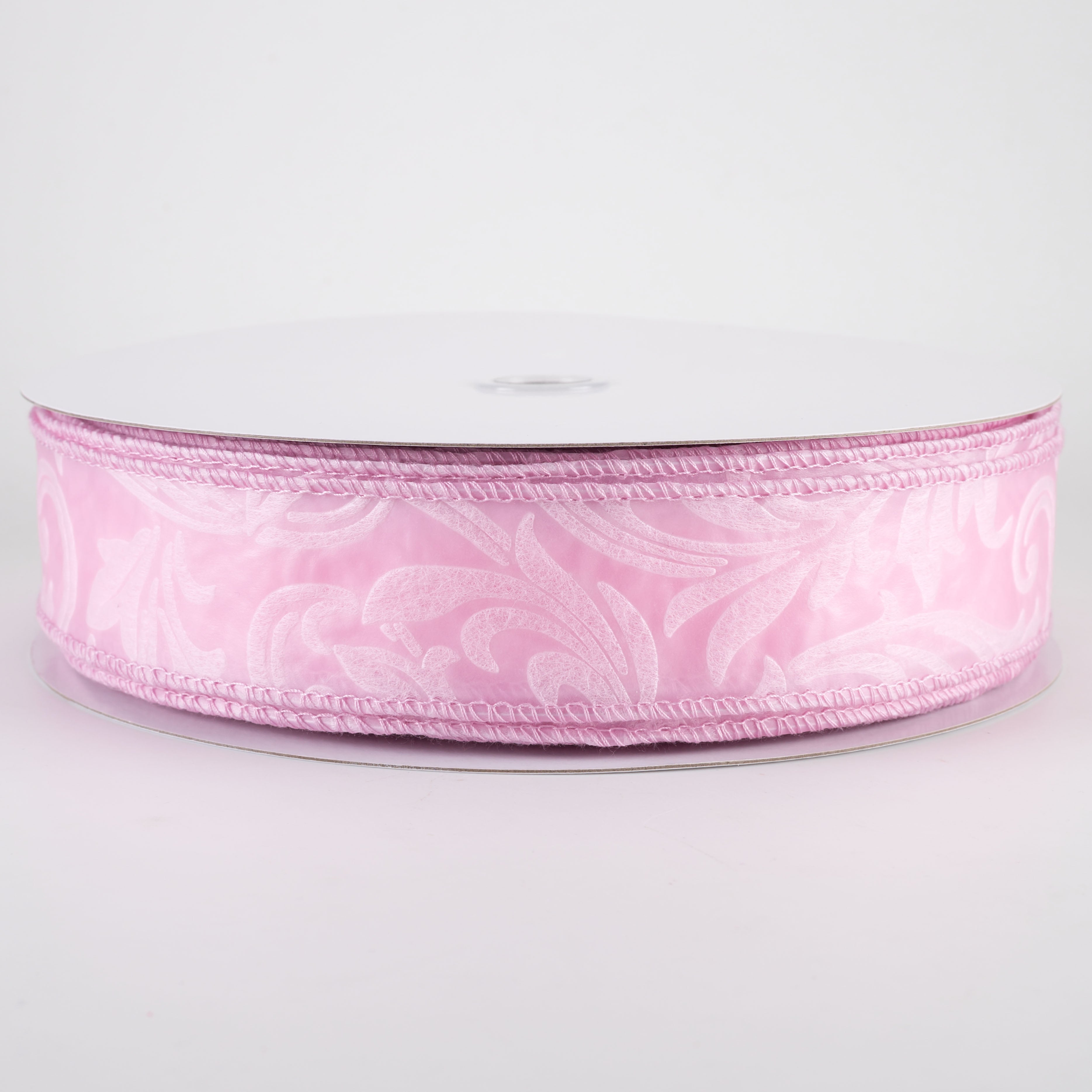 1.5 Inch Embossed Leaf Filigree Breeze Ribbon - Light Pink (50 Yards) for Gift Wrapping, Wedding Decor, DIY Crafts & Scrapbooking