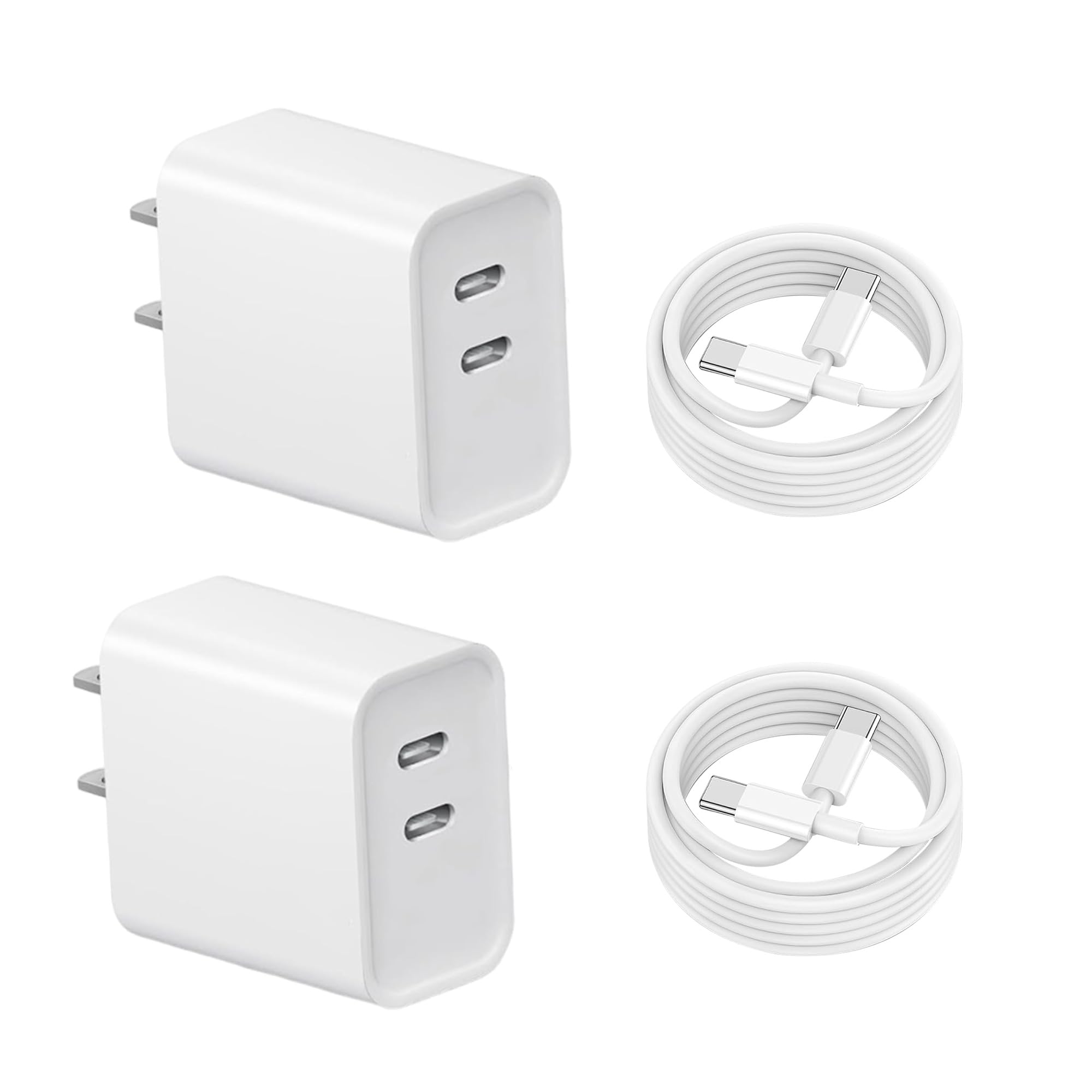 Fast Charging USB C Charger Block & Cable for iPhone 16/16 Plus/16 Pro/16 Pro Max/iPhone 15/15 Pro Max/Samsung - 2 Pack - Perfect for Home, Office & Travel